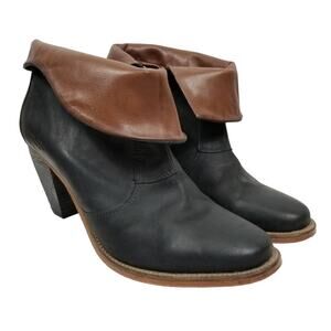 J Shoes Saloon Black Brown Stacked Heel Ankle Boots Booties Size 9